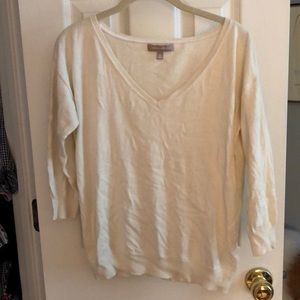 Banana Republic Cream Silk Blend V-Neck Sweater